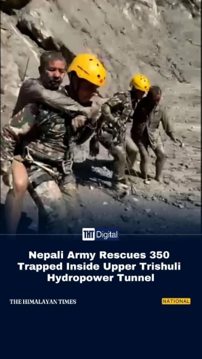 माथिल्लो त्रिशूली सुरुङमा फसेका ३५० जनासहित ८८३ जनाको नेपाली सेनाद्वारा उद्धार