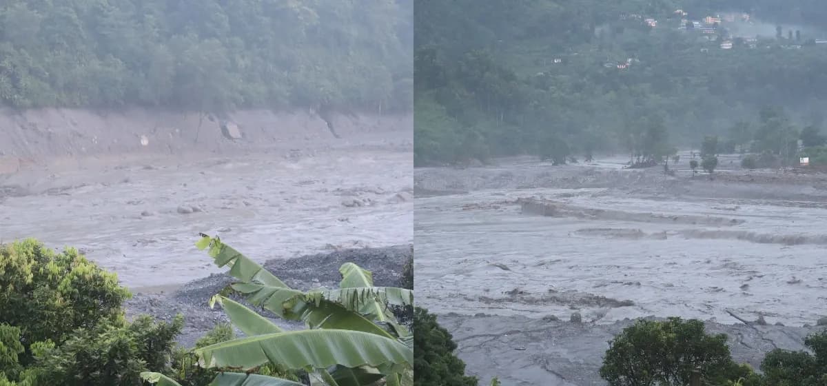 भोटेकोशीको बाढी चितवन आइपुग्दा घट्यो, कृष्णभीरमा सडक भासिएर पृथ्वीराजमार्ग अवरुद्ध